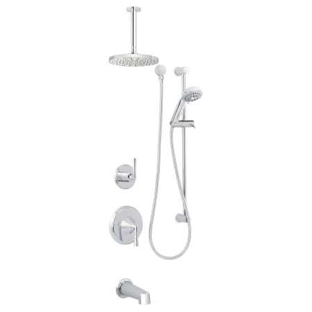 Miseno Bella Pressure Balanced Shower System with 1.8 GPM Rain Shower Head, Hand Shower, Slide Bar, Tub Spout, and Ceiling Mounted Shower Arm Polished Chrome