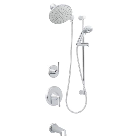 Miseno Bella Pressure Balanced Shower System with 1.8 GPM Rain Shower Head, Hand Shower, Slide Bar, Tub Spout, and Standard Shower Arm Polished Chrome