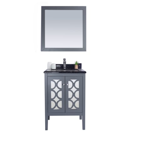 Miseno Mediterraneo 24" Free Standing Single Basin Vanity Set with Cabinet and Marble Vanity Top Grey / Black Wood