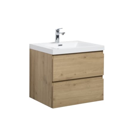 Miseno Aurora 24" Wall Mounted Single Basin Vanity Set with Cabinet and Acrylic Vanity Top Sonoma Oak