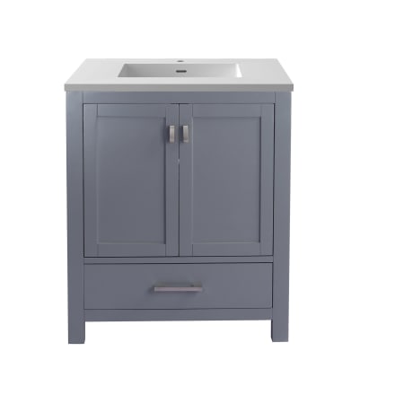 Miseno Wilson 30" Free Standing Single Basin Vanity Set with Cabinet and Solid Surface Vanity Top Grey / Matte White