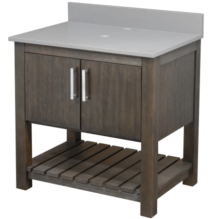 Miseno 30" Free Standing Vanity Set with Cabinet and Grey Quartz Vanity Top Cafe Mocha / Storm Grey Top / Brushed Nickel Hardware