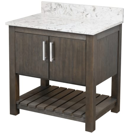 Miseno 30" Free Standing Vanity Set with Cabinet and Quartz Vanity Top Cafe Mocha / Cafe Mocha Top / Brushed Nickel Hardware