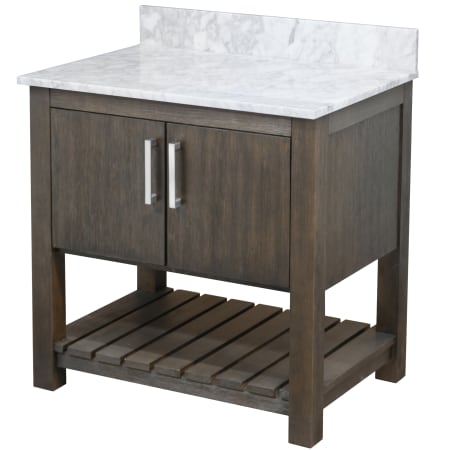 Miseno 30" Free Standing Vanity Set with Cabinet and Marble Vanity Top Cafe Mocha / Carrara White Top / Brushed Nickel Hardware