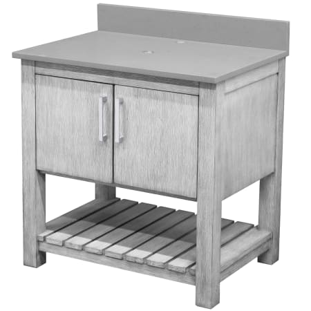 Miseno 30" Free Standing Vanity Set with Cabinet and Grey Quartz Vanity Top Stonewash Grey / Storm Grey Top / Brushed Nickel Hardware
