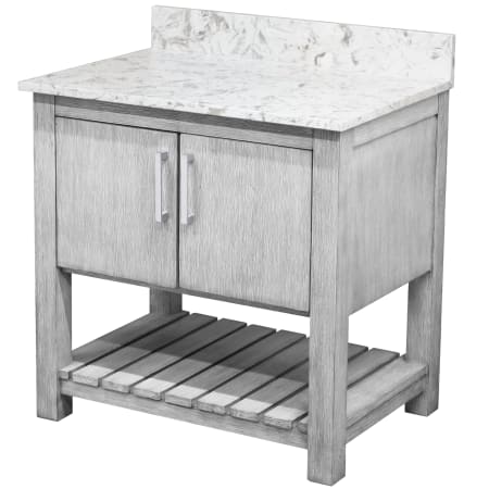Miseno 30" Free Standing Vanity Set with Cabinet and Quartz Vanity Top Stonewash Grey / Cafe Mocha Top / Brushed Nickel Hardware