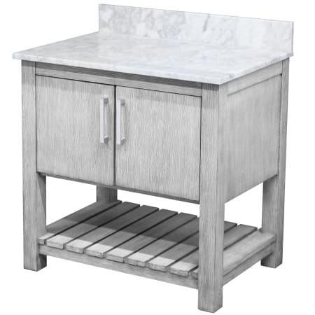Miseno 30" Free Standing Vanity Set with Cabinet and Marble Vanity Top Stonewash Grey / Carrara White Top / Brushed Nickel Hardware
