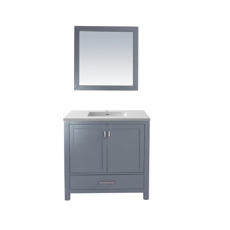 Miseno Wilson 36" Free Standing Single Basin Vanity Set with Cabinet and Solid Surface Vanity Top Grey / Matte White