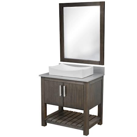 Miseno Ocean Breeze 36" Free Standing Single Basin Vanity Set with Cabinet and Quartz Vanity Top Cafe Mocha / Storm Grey Top / Brushed Nickel Hardware