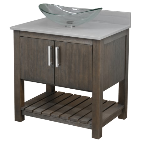 Miseno Ocean Breeze 36" Free Standing Single Basin Vanity Set with Cabinet and Quartz Vanity Top Cafe Mocha / Storm Grey Top / Brushed Nickel Hardware