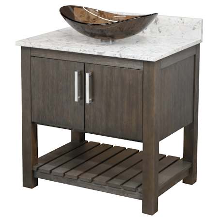 Miseno Ocean Breeze 36" Free Standing Single Basin Vanity Set with Cabinet and Quartz Vanity Top Cafe Mocha / Cafe Mocha Top / Brushed Nickel Hardware