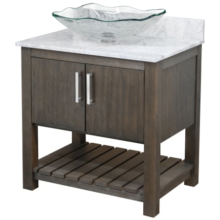 Miseno Ocean Breeze 36" Free Standing Single Basin Vanity Set with Cabinet and Marble Vanity Top Cafe Mocha / Carrara White Top / Brushed Nickel Hardware
