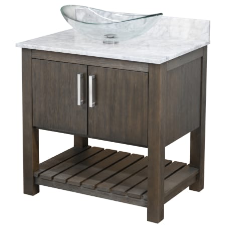 Miseno Ocean Breeze 36" Free Standing Single Basin Vanity Set with Cabinet and Marble Vanity Top Cafe Mocha / Carrara White Top / Brushed Nickel Hardware