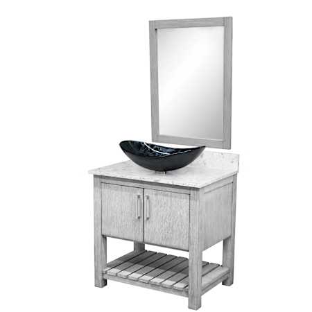 Miseno Ocean Breeze 36" Free Standing Single Basin Vanity Set with Cabinet and Quartz Vanity Top Stonewash Grey / Cafe Mocha Top / Brushed Nickel Hardware