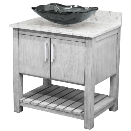 Miseno Ocean Breeze 36" Free Standing Single Basin Vanity Set with Cabinet and Quartz Vanity Top Stonewash Grey / Cafe Mocha Top / Brushed Nickel Hardware