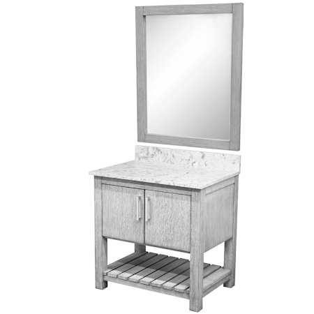 Miseno Ocean Breeze 36" Free Standing Vanity Set with Cabinet and Quartz Vanity Top Stonewash Grey / Cafe Mocha Top / Brushed Nickel Hardware