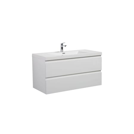 Miseno Aurora 42" Wall Mounted Single Basin Vanity Set with Cabinet and Acrylic Vanity Top Glossy Polar White
