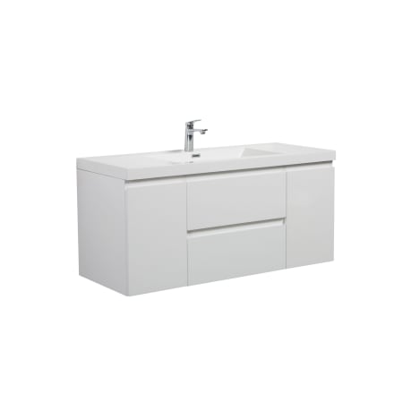 Miseno Aurora 48" Wall Mounted Single Basin Vanity Set with Cabinet and Acrylic Vanity Top Glossy Polar White