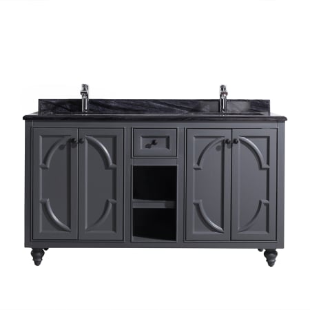 Miseno Odyssey 60" Free Standing Double Basin Vanity Set with Cabinet and Vanity Top Grey / Black Wood