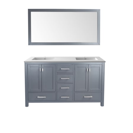Miseno Wilson 60" Free Standing Double Basin Vanity Set with Cabinet and Solid Surface Vanity Top Grey / Matte White