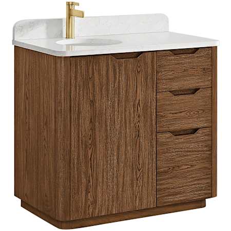 Miseno Abuja 36" Free Standing Single Basin Vanity Set with Cabinet and Stone Composite Vanity Top Oak Weathered Brown