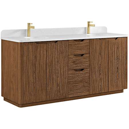 Miseno Abuja 72" Free Standing Double Basin Vanity Set with Cabinet and Stone Composite Vanity Top Oak Weathered Brown