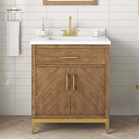 Miseno Alder 30" Free Standing Single Basin Vanity Set with Cabinet and Cultured Marble Vanity Top Macchiato