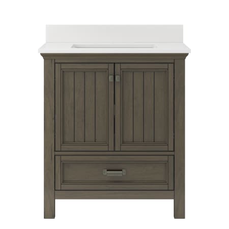 Miseno Brantley 32" Free Standing Vanity Set with Cabinet and Snow White Quartz Vanity Top Distressed Grey