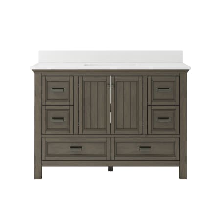Miseno Brantley 48" Free Standing Vanity Set with Cabinet and Snow White Quartz Vanity Top Distressed Grey