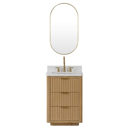 Miseno Cadiz 24" Free Standing Single Basin Vanity Set with Cabinet, Composite Stone Vanity Top and Mirror Washed Ash Grey