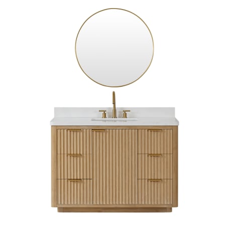Miseno Cádiz 48" Free Standing Single Basin Vanity Set with Cabinet, Composite Stone Vanity Top and Mirror Washed Ash Grey