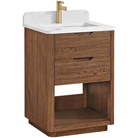 Miseno Harbin 24" Free Standing Single Basin Vanity Set with Cabinet and Stone Composite Vanity Top Oak Weathered Brown