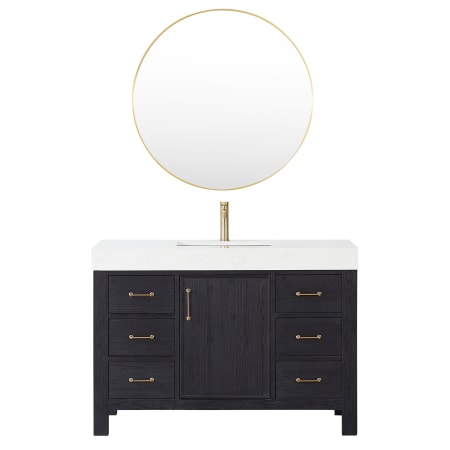Miseno León 48" Free Standing Single Basin Vanity Set with Cabinet, Composite Stone Vanity Top and Mirror Fir Wood Black