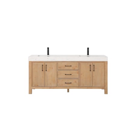 Miseno León 72" Free Standing Double Basin Vanity Set with Cabinet and Stone Composite Vanity Top Fir Wood Brown / Lightning White