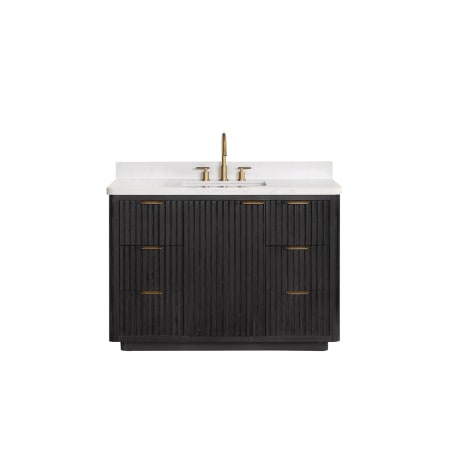 Miseno Cádiz 48" Free Standing Single Basin Vanity Set with Cabinet and Stone Composite Vanity Top Fir Wood Black / Lightning White