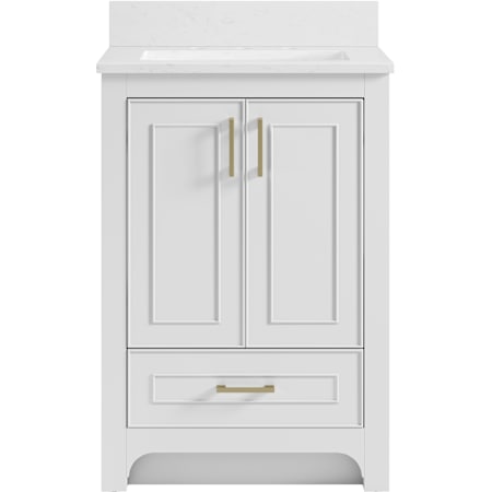 Miseno Lucerne 24" Free Standing Single Basin Vanity Set with Cabinet and Engineered Stone Vanity Top Bright White