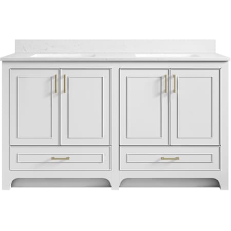 Miseno Lucerne 60" Free Standing Double Basin Vanity Set with Cabinet and Engineered Stone Vanity Top Bright White