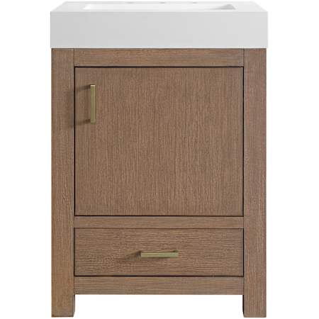 Miseno Alanya 24" Free Standing Single Basin Vanity Set with Cabinet and Stone Composite Vanity Top Walnut Drift
