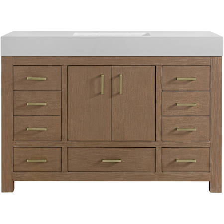 Miseno Alanya 48" Free Standing Single Basin Vanity Set with Cabinet and Stone Composite Vanity Top Walnut Drift
