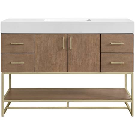 Miseno Mauri 48" Free Standing Single Basin Vanity Set with Cabinet and Stone Composite Vanity Top Walnut Drift