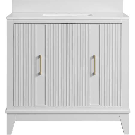 Miseno Fenwick 36" Free Standing Single Basin Vanity Set with Cabinet and Engineered Stone Vanity Top Bright White
