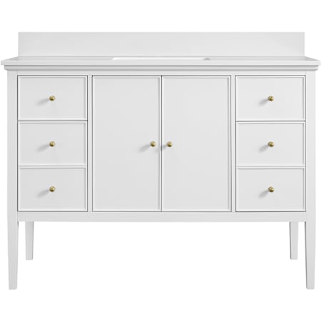 Miseno Heston 48" Free Standing Single Basin Vanity Set with Cabinet and Engineered Stone Vanity Top Bright White
