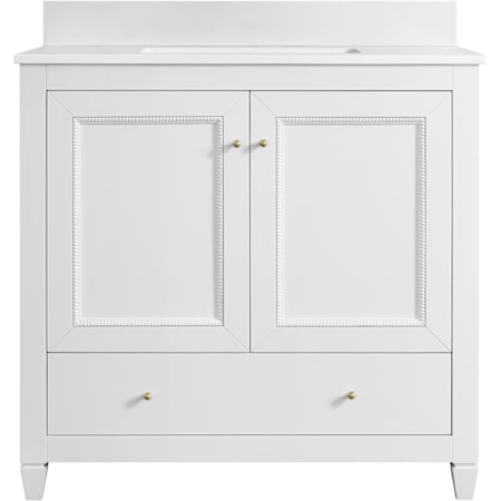 Miseno Claudine 36" Free Standing Single Basin Vanity Set with Cabinet and Engineered Stone Vanity Top Bright White