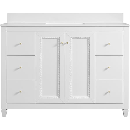 Miseno Claudine 48" Free Standing Single Basin Vanity Set with Cabinet and Engineered Stone Vanity Top Bright White