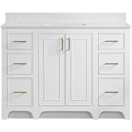 Miseno Lucerne 48" Single Basin Vanity Set with 3/4" Marble Stone Composite Top, Rectangular Sink, USB Port, and Electrical Outlet Bright White