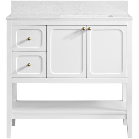 Miseno Ravello 36" Single Basin Vanity Set with 3/4" Marble Stone Composite Top, Rectangular Sink, USB Port, and Electrical Outlet Bright White