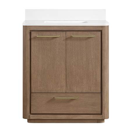 Miseno Saleya 30" Free Standing Single Basin Vanity Set with Cabinet and Stone Composite Vanity Top Walnut Drift