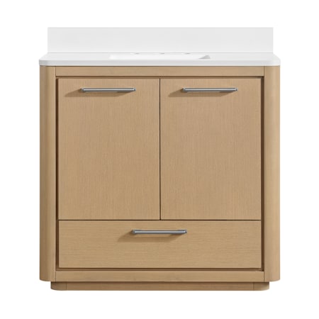 Miseno Saleya 36" Free Standing Single Basin Vanity Set with Cabinet and Stone Composite Vanity Top Warm Oak