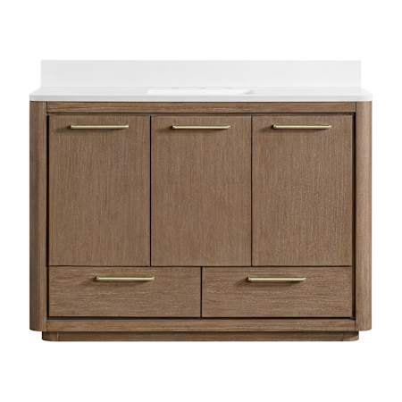 Miseno Saleya 48" Free Standing Single Basin Vanity Set with Cabinet and Stone Composite Vanity Top Walnut Drift