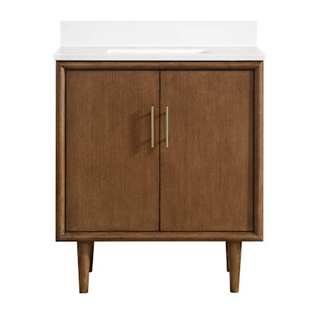 Miseno Mertola 30" Free Standing Single Basin Vanity Set with Cabinet and Stone Composite Vanity Top Dark Maplewood